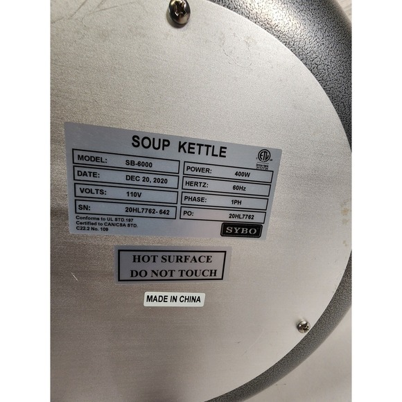 11 Qt Soup Kettle Warmer Commercial Grey Hammered Stainless Steel SB-6000-2G NEW - Picture 10 of 11